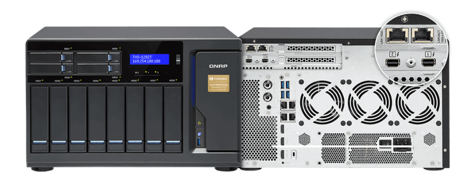 An image of NAS network ports. 