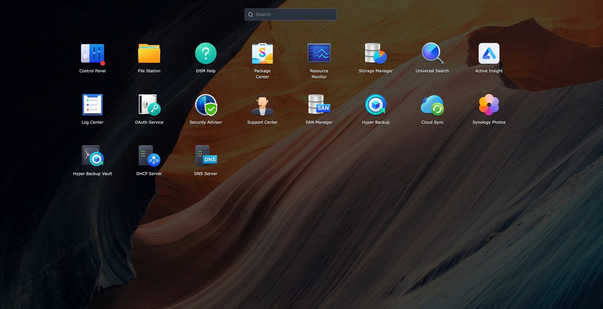 A screenshot of the Synology operating system screen. 