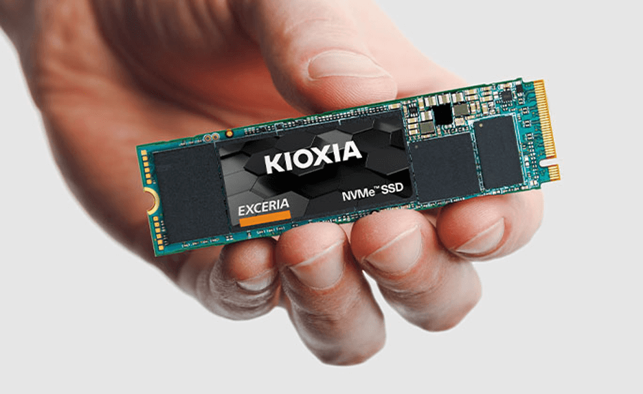 An image of a Kioxia NVMe SSD. 
