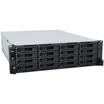 A photo of a 16-bay network attached storage (NAS) device. 