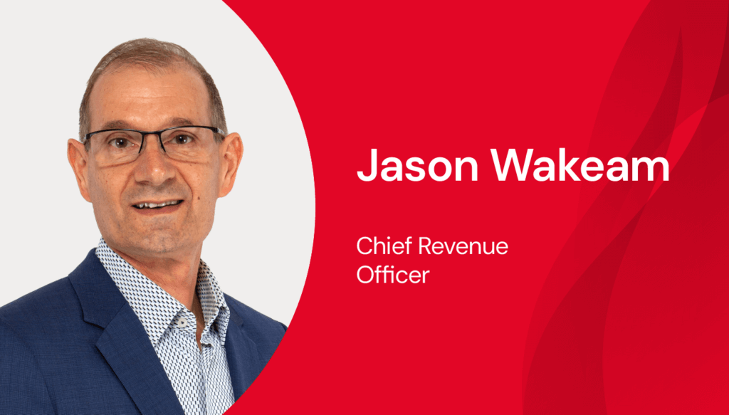 A decorative image with title "Jason Wakeam, Chief Revenue Officer" and a photograph of Jason. 