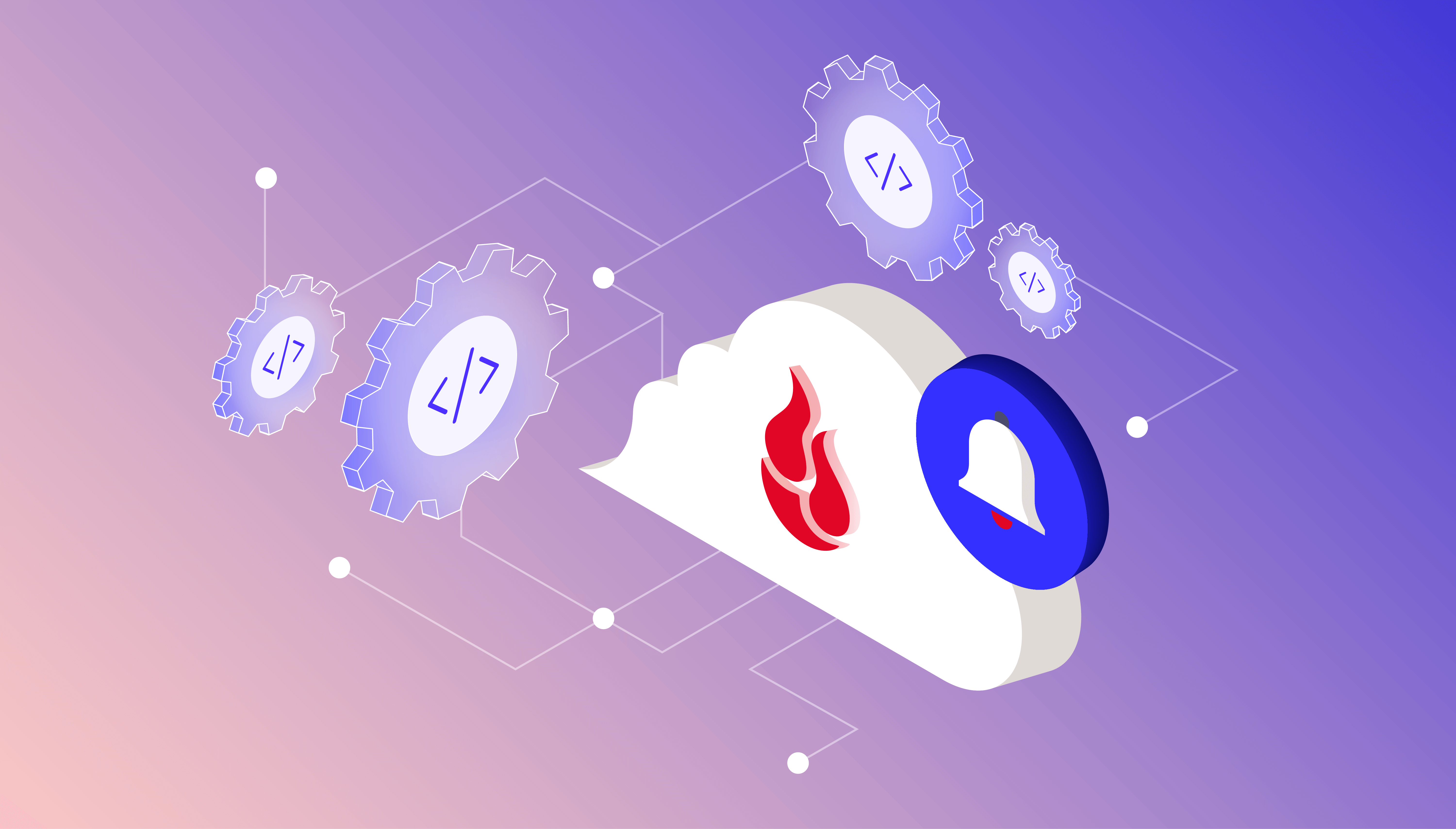 A decorative image showing a cloud with the Backblaze logo with code imagery. 