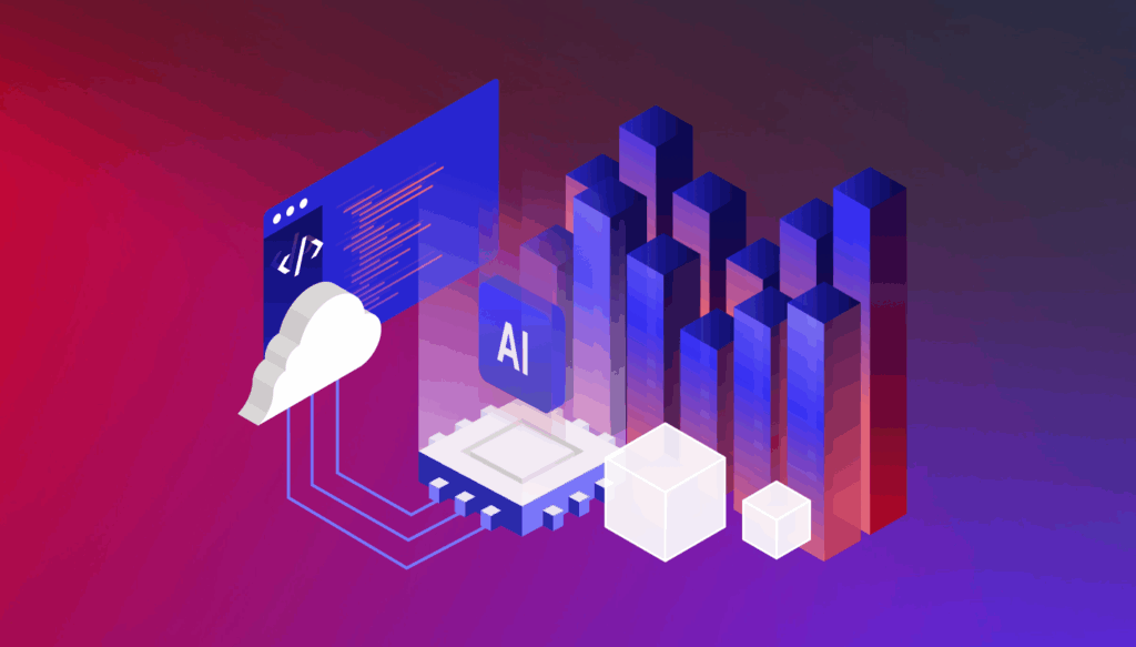 A decorative image showing cloud storage and AI icons.