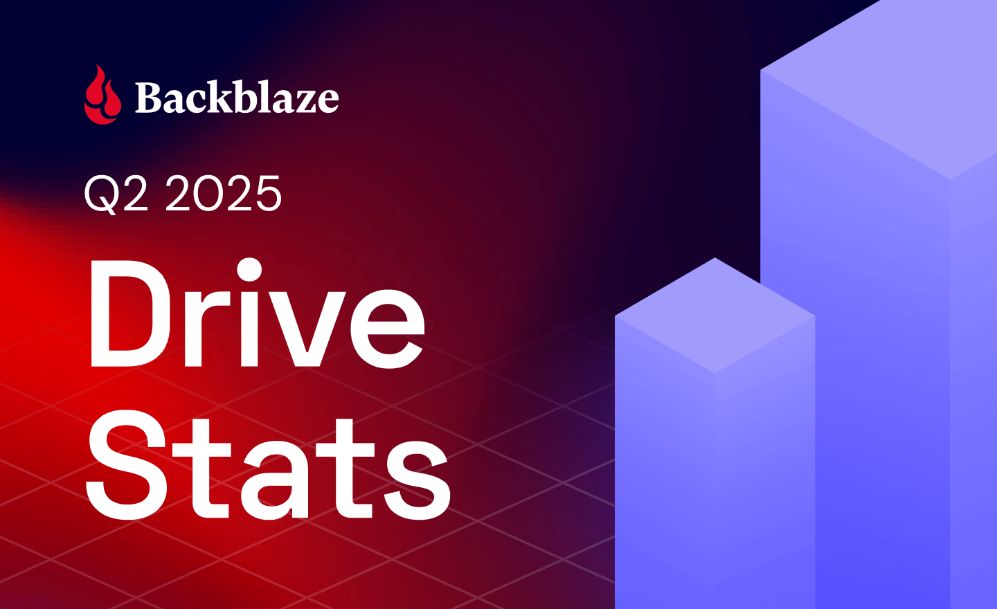 A decorative image showing vertical bars and that includes the Backblaze logo, as well as the title Backblaze Q2 2025 Drive Stats.