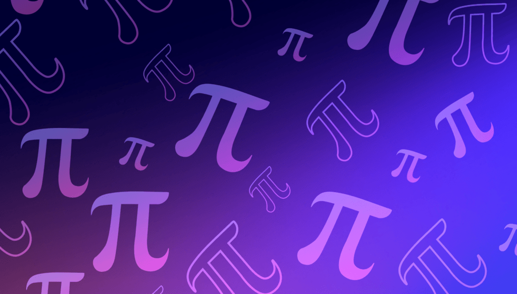 A decorative image showing the symbol for pi repeated on a background. 