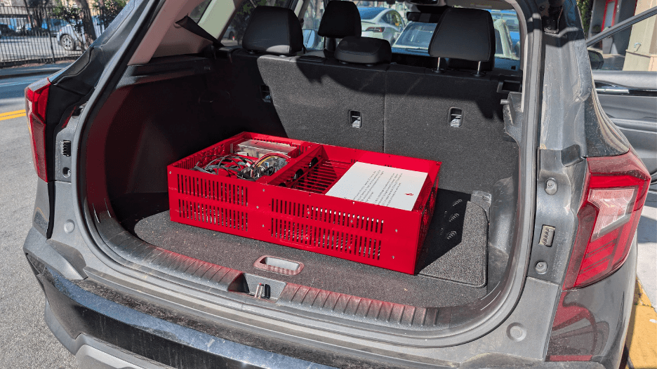 The Storage Pod being transported to the Computer History Museum.