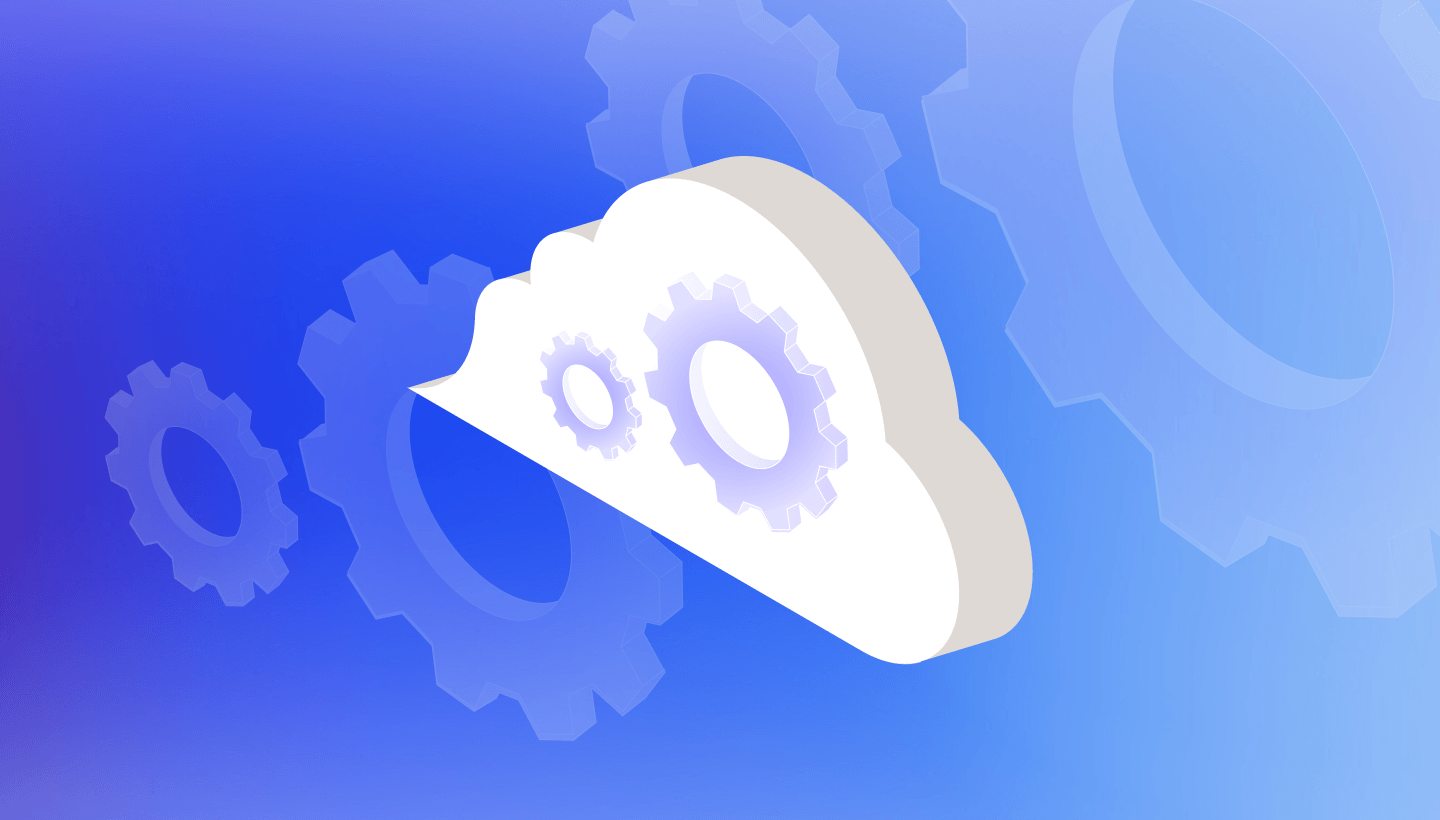 A decorative image showing gears on a cloud.