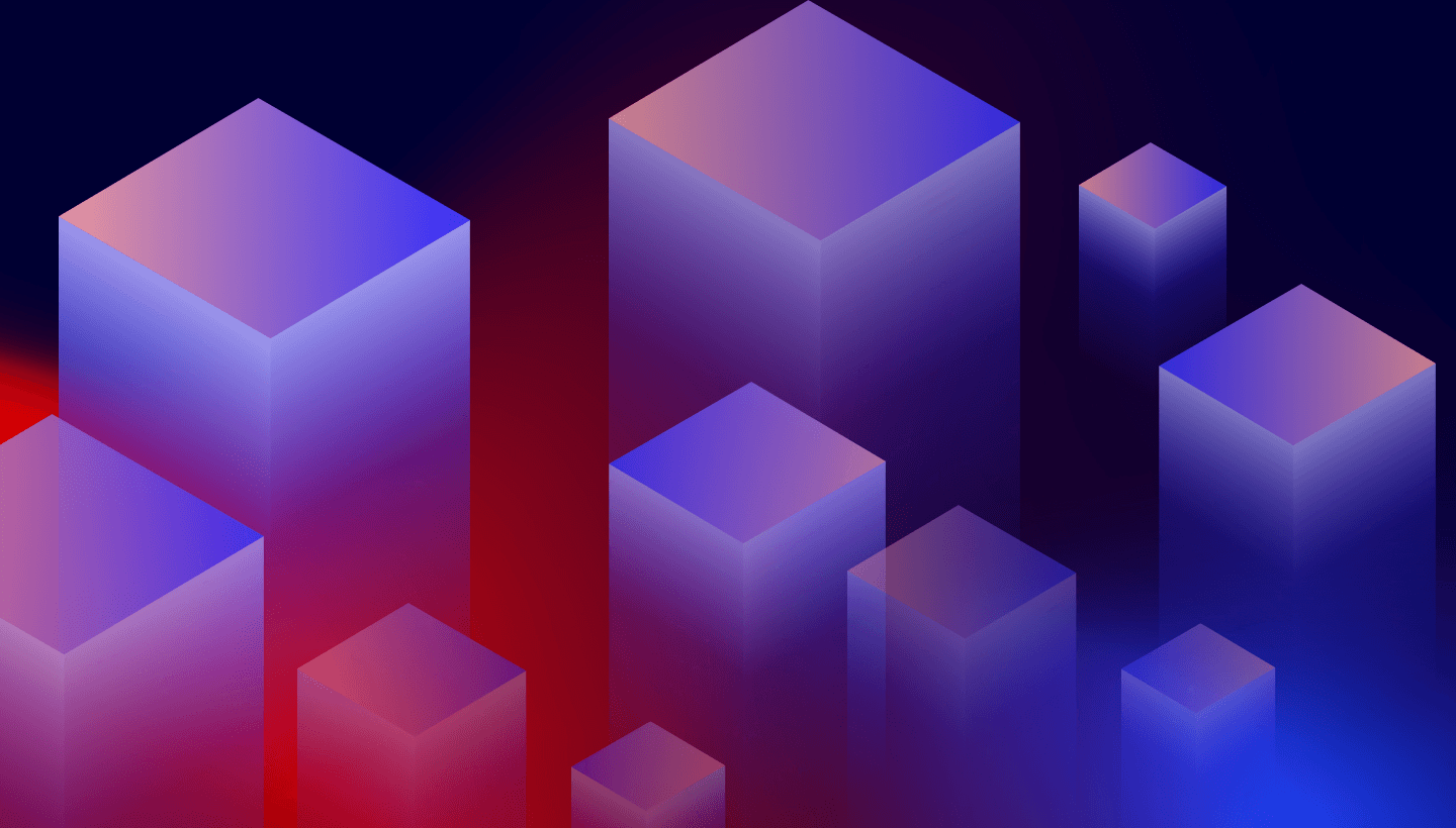 A decorative image that shows several cubes on a background. 